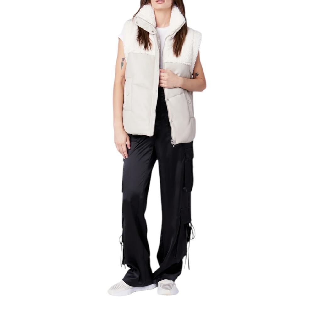 New Women’s BLANKNYC Vegan Leather Quilted Sherpa Vest Size S